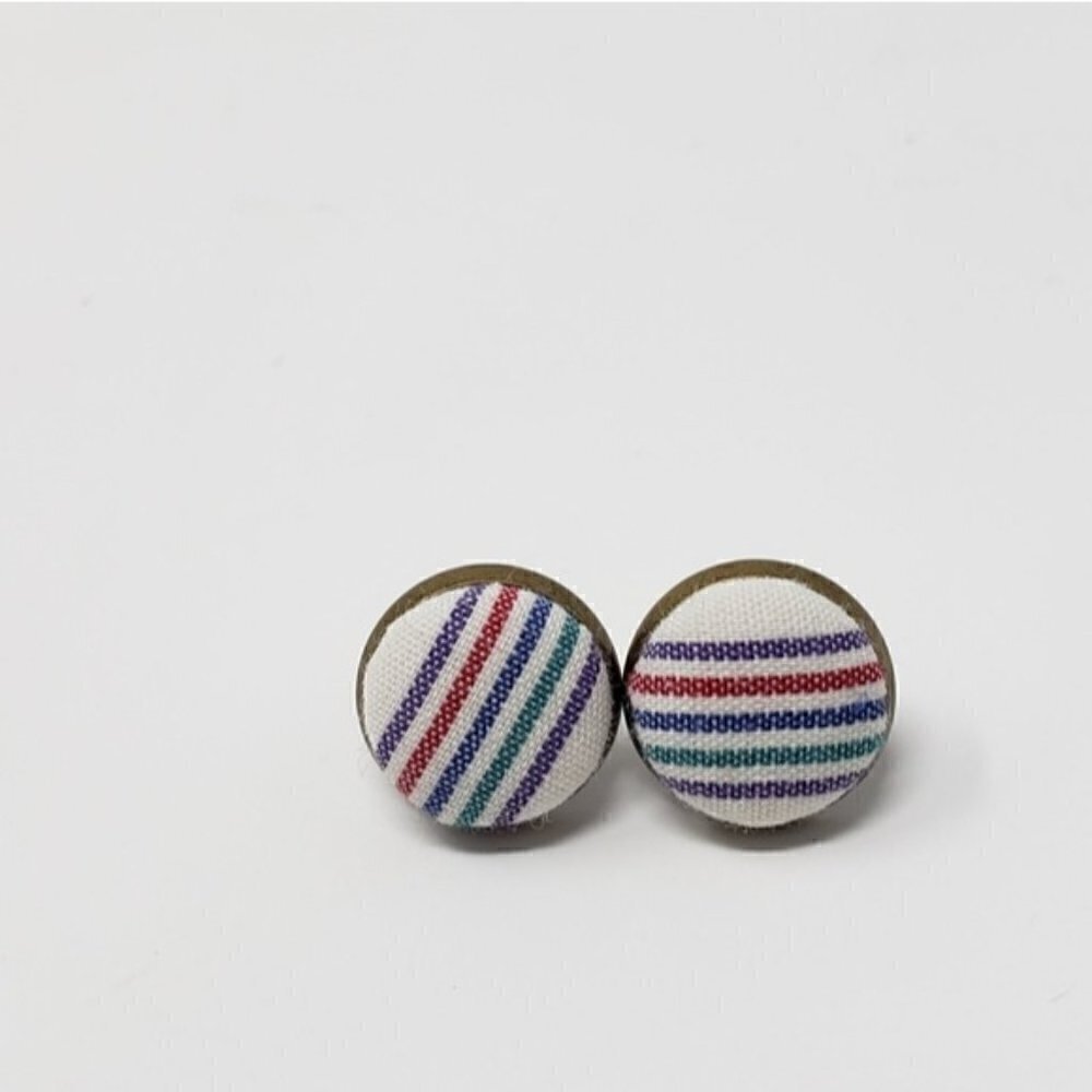 New Handmade | Upcycled Stripe Stud Earrings
